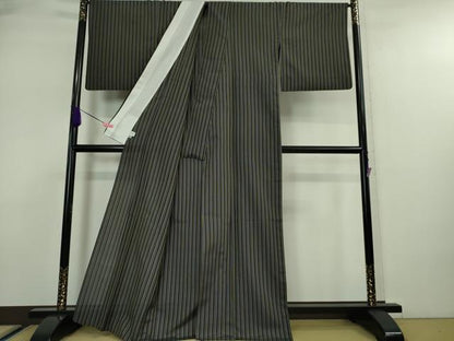 平和屋本店＊極上 夏物 石川県指定無形文化財 夏牛首紬 白山工房 手織り 縞 証紙付き 逸品 DZAA0100kh5