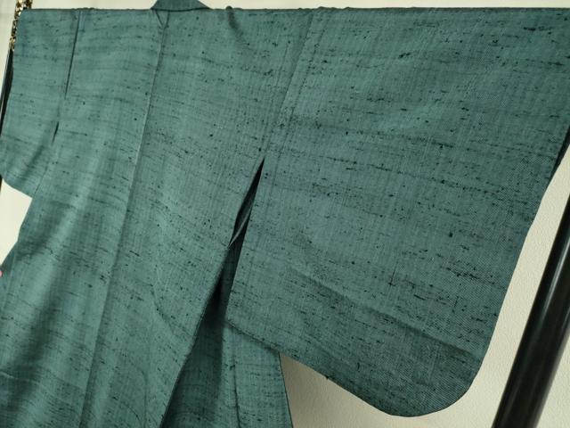 平和屋本店○希少 ざざんざ織 伊兵衛織 単衣 藍色地 逸品