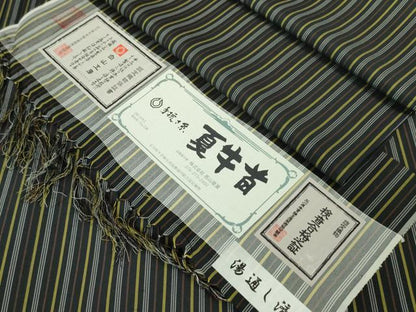 平和屋本店＊極上 夏物 石川県指定無形文化財 夏牛首紬 白山工房 手織り 縞 証紙付き 逸品 DZAA0100kh5