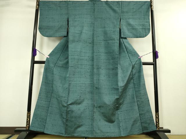 平和屋本店●希少 ざざんざ織 伊兵衛織 単衣 藍色地 逸品 DZAA0253kh5