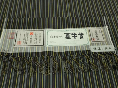 平和屋本店＊極上 夏物 石川県指定無形文化財 夏牛首紬 白山工房 手織り 縞 証紙付き 逸品 DZAA0100kh5