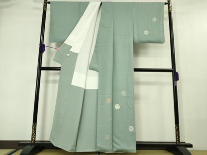 平和屋本店●極上 山口美術織物 皇室 伊勢神宮御用 西陣織 訪問着 唐織 花丸文 金銀糸 ウォーターグリーン色地 逸品 DZAA2622kh5