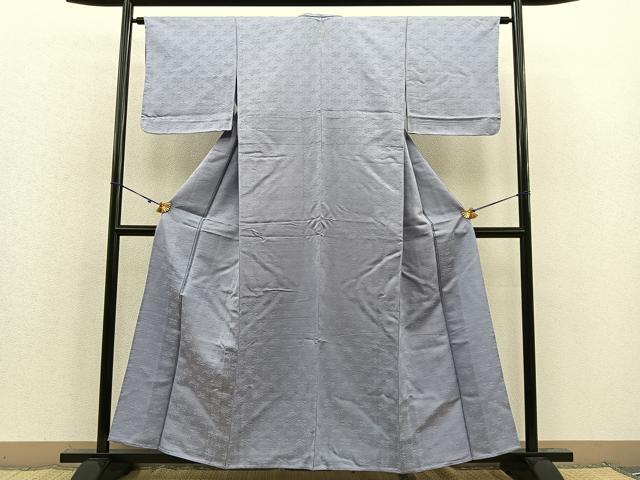 平和屋着物▽上質な色無地 単衣 紗綾形花地紋 藤色 正絹 逸品 未使用 BAAS7677ui