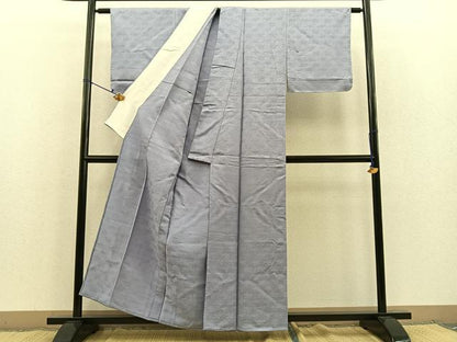 平和屋着物▽上質な色無地 単衣 紗綾形花地紋 藤色 正絹 逸品 未使用 BAAS7677ui