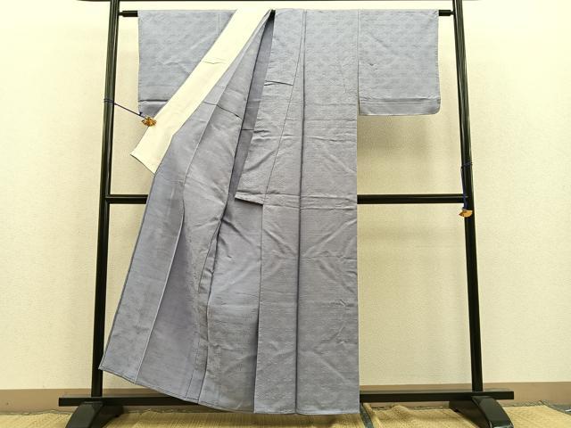 平和屋着物▽上質な色無地 単衣 紗綾形花地紋 藤色 正絹 逸品 未使用 BAAS7677ui