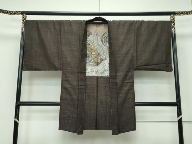 平和屋本店●極上 国指定重要無形文化財 本場久米島紬 山川信作 手織 男性 アンサンブル 証紙付き 逸品 未使用 CZAA2220s5