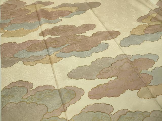 平和屋本店■極上　皇室献上作家　藤井寛　訪問着　駒刺繍　雲重ね　薄卵色地　金彩　三越扱い　逸品　DZAA4992kh5