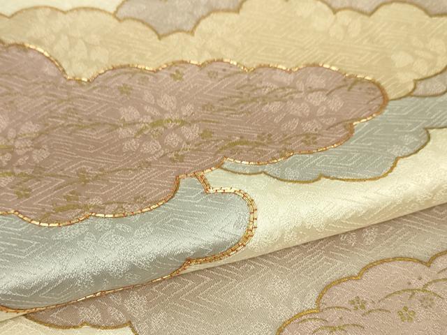 平和屋本店■極上　皇室献上作家　藤井寛　訪問着　駒刺繍　雲重ね　薄卵色地　金彩　三越扱い　逸品　DZAA4992kh5