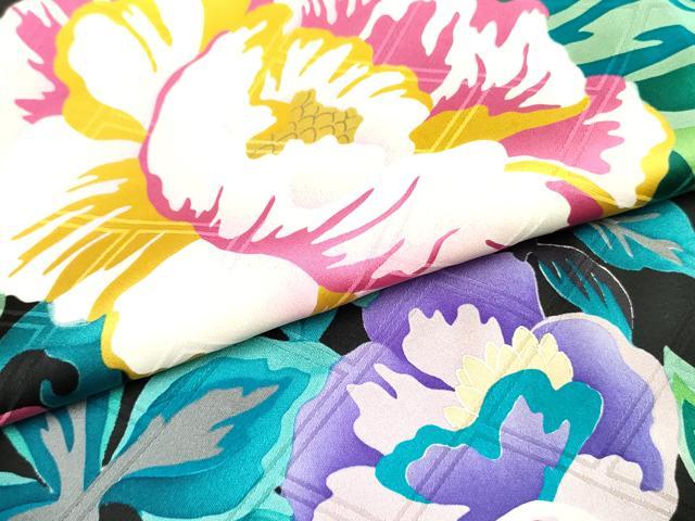 平和屋着物●豪華振袖 草花文 黒地 金彩 正絹 逸品 DAAR0318yyy