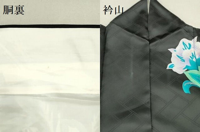 平和屋着物●豪華振袖 草花文 黒地 金彩 正絹 逸品 DAAR0318yyy