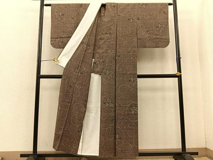 平和屋着物▽本場大島紬 単衣 7マルキ 唐草文 正絹 逸品 BAAQ4932du