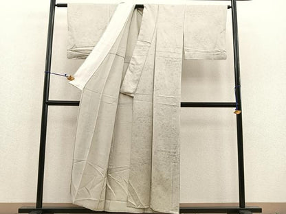 平和屋着物▽上質な小紋 単衣 草花シルエット 正絹 逸品 BAAS7825yc