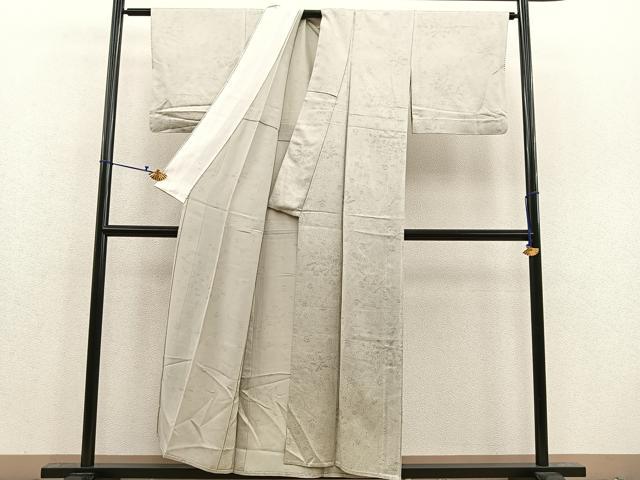 平和屋着物▽上質な小紋 単衣 草花シルエット 正絹 逸品 BAAS7825yc