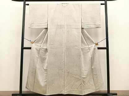 平和屋着物▽上質な小紋 単衣 草花シルエット 正絹 逸品 BAAS7825yc