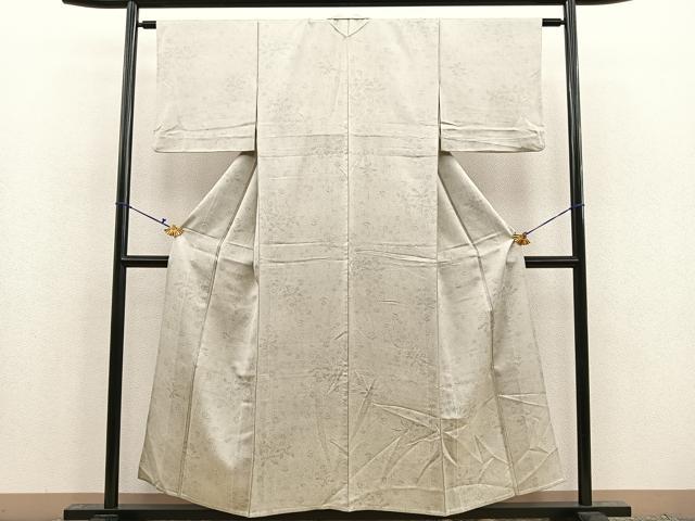 平和屋着物▽上質な小紋 単衣 草花シルエット 正絹 逸品 BAAS7825yc