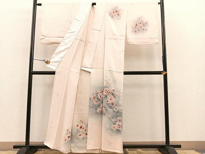 平和屋着物▽訪問着 単衣 作家物 手描き 草花文 正絹 逸品 BAAS7868yc