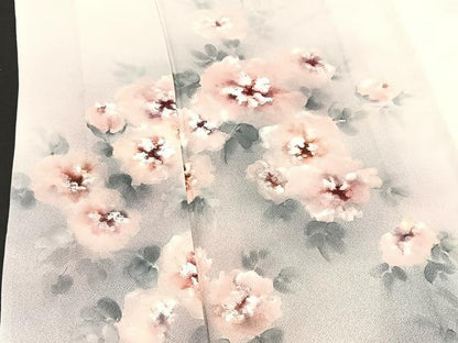 平和屋着物▽訪問着 単衣 作家物 手描き 草花文 正絹 逸品 BAAS7868yc