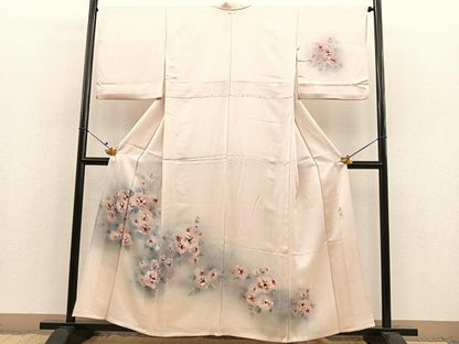 平和屋着物▽訪問着 単衣 作家物 手描き 草花文 正絹 逸品 BAAS7868yc