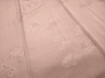 平和屋着物●上質な色無地　雲取り花地紋　石竹色　正絹　逸品　CAAQ6784yk
