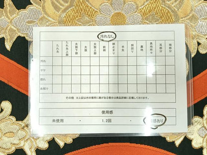 平和屋着物◎六通柄袋帯 立涌正倉院花文 黒地 金銀糸 正絹 逸品 AAAT6165yx