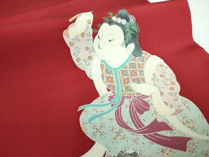 平和屋本店●極上 加賀友禅の巨匠 初代 由水十久 塩瀬 九寸名古屋帯 鼓 童子 風呂敷付き 逸品 DZAA5172kh5