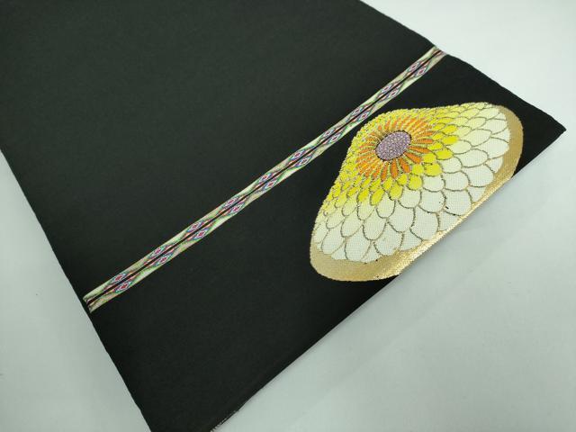 平和屋本店●最高級 龍村平蔵製 本袋帯 追粉菊錦 黒地 金糸 金糸 逸品 DZAA5193kh5