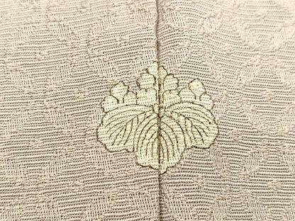 平和屋着物▽上質な色無地 単衣 七宝地紋 枯野色 正絹 逸品 BAAS7893yc