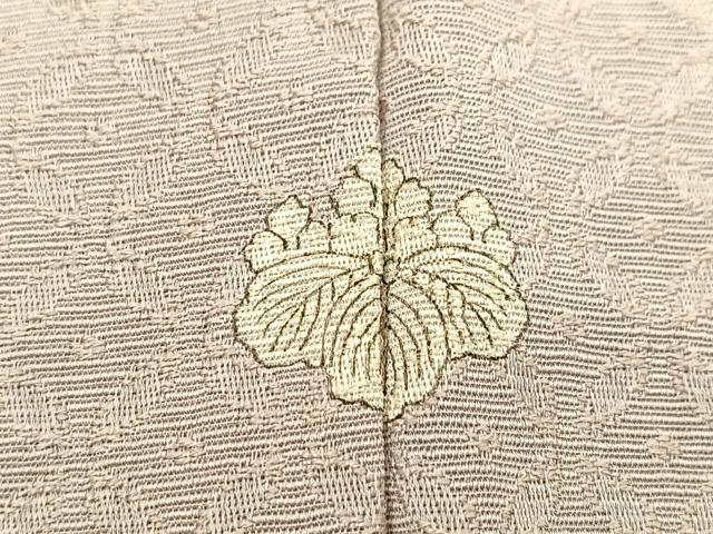 平和屋着物▽上質な色無地 単衣 七宝地紋 枯野色 正絹 逸品 BAAS7893yc