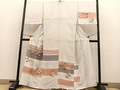 平和屋着物▽訪問着 単衣 横段花文 暈し染め 金彩 正絹 逸品 BAAS8308hv