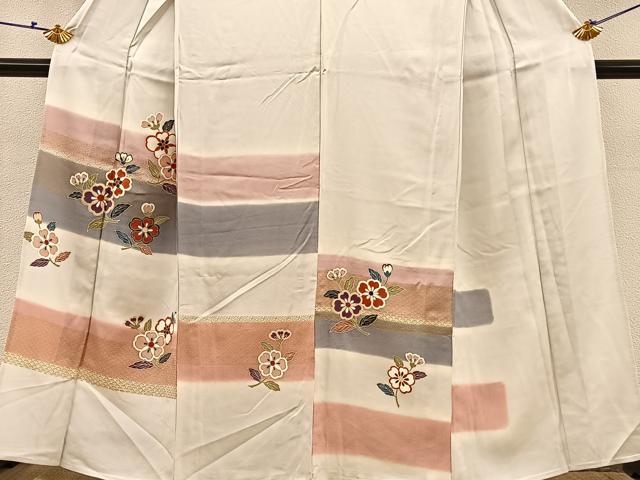 平和屋着物▽訪問着 単衣 横段花文 暈し染め 金彩 正絹 逸品 BAAS8308hv