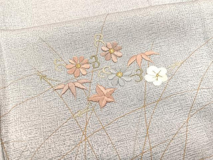 平和屋着物▽訪問着 単衣 刺繍 吹き寄せ花唐草文 暈し染め 金彩 正絹 逸品 BAAS8319hv