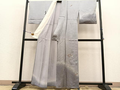 平和屋着物▽訪問着 単衣 刺繍 吹き寄せ花唐草文 暈し染め 金彩 正絹 逸品 BAAS8319hv