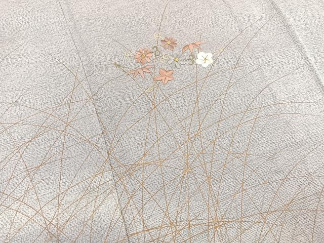 平和屋着物▽訪問着 単衣 刺繍 吹き寄せ花唐草文 暈し染め 金彩 正絹 逸品 BAAS8319hv