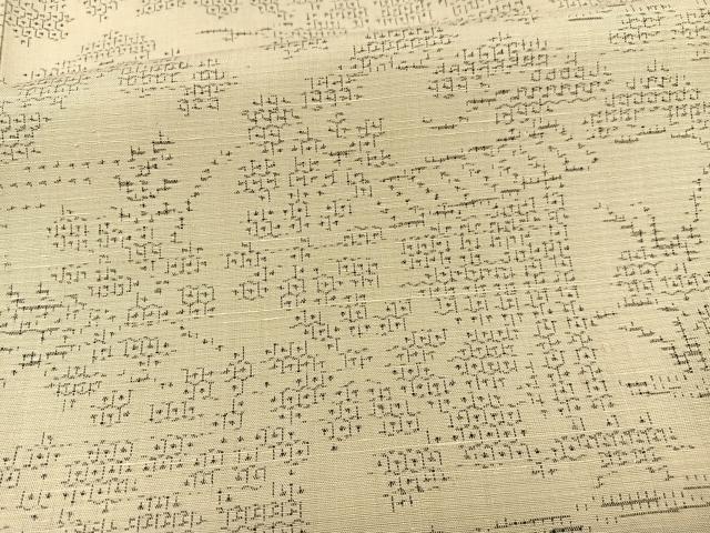 平和屋着物▽上質な紬 単衣 80亀甲 風景文 正絹 逸品 BAAS8328hv