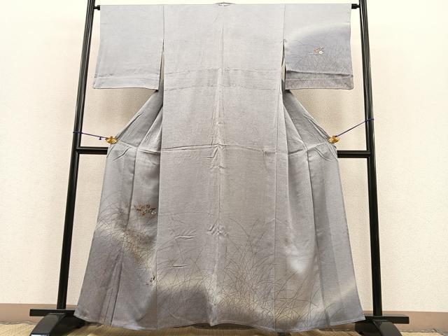 平和屋着物▽訪問着 単衣 刺繍 吹き寄せ花唐草文 暈し染め 金彩 正絹 逸品 BAAS8319hv