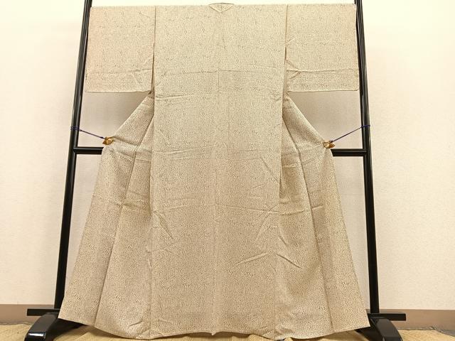 平和屋着物▽上質なお召　単衣　飾花文　正絹　逸品　BAAS8349hv