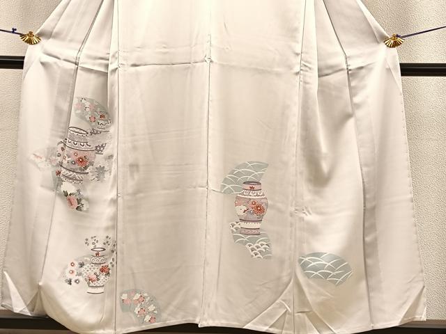 平和屋着物▽訪問着 単衣 陶器花文 正絹 逸品 BAAS8344hv