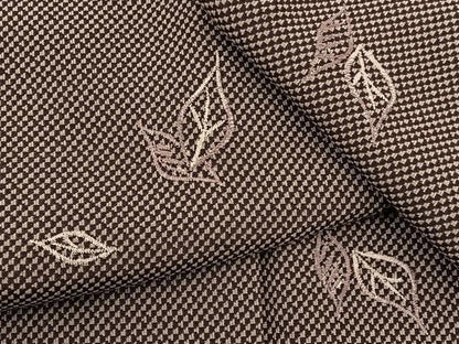 平和屋着物▽上質なお召　単衣　刺繍　舞葉文　正絹　逸品　BAAS8345hv