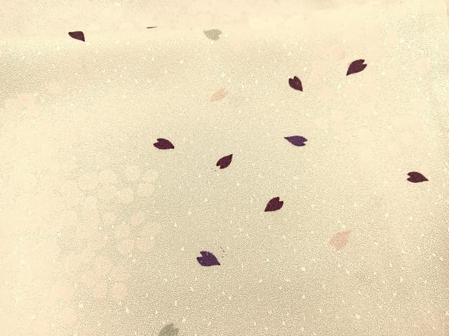 平和屋着物▽上質な小紋 単衣 桜吹雪 正絹 逸品 BAAS8343hv