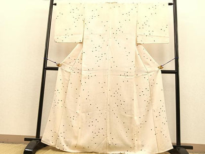 平和屋着物▽上質な小紋 単衣 桜吹雪 正絹 逸品 BAAS8343hv