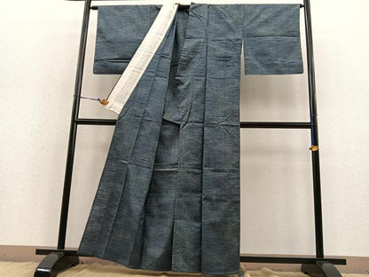 平和屋着物▽上質な紬 単衣 霞文 正絹 逸品 BAAS8359hv