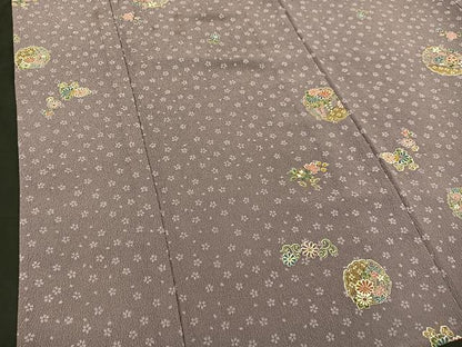 平和屋着物▽小紋 単衣 雪輪花文 ふくれ織り 洗える着物 BAAS8363hv