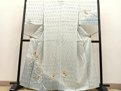 平和屋着物▽訪問着 単衣 松竹梅 短冊花文 暈し染め まるやま扱い 正絹 逸品 BAAS8372hv