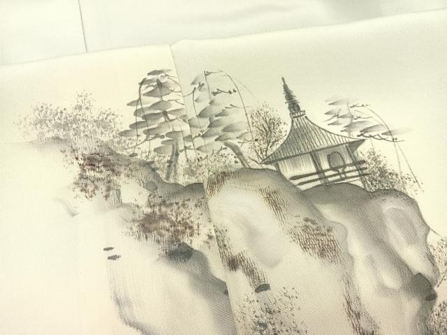 平和屋着物▽訪問着 単衣 手描き 風景文 暈し染め 正絹 逸品 BAAS8373hv