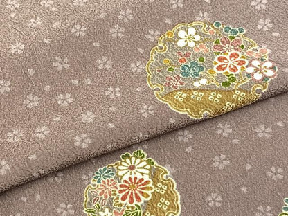 平和屋着物▽小紋 単衣 雪輪花文 ふくれ織り 洗える着物 BAAS8363hv