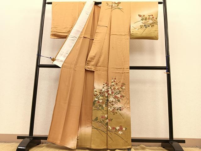 平和屋着物▽訪問着 単衣 花蝶文 暈し染め 金彩 正絹 逸品 BAAS8360hv