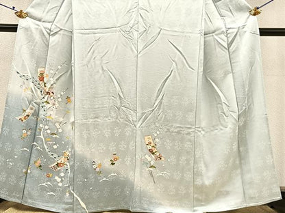 平和屋着物▽訪問着 単衣 松竹梅 短冊花文 暈し染め まるやま扱い 正絹 逸品 BAAS8372hv