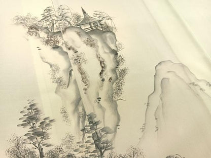 平和屋着物▽訪問着 単衣 手描き 風景文 暈し染め 正絹 逸品 BAAS8373hv