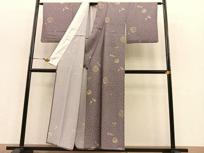 平和屋着物▽小紋 単衣 雪輪花文 ふくれ織り 洗える着物 BAAS8363hv