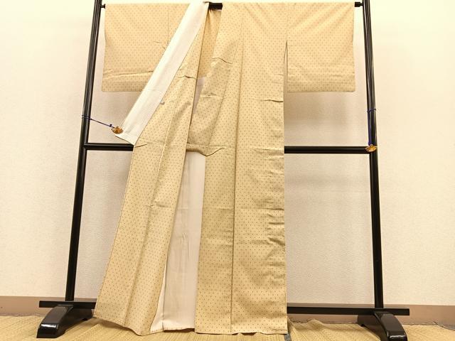 平和屋着物▽本塩沢 単衣 十字絣文様 正絹 逸品 BAAS8384hv